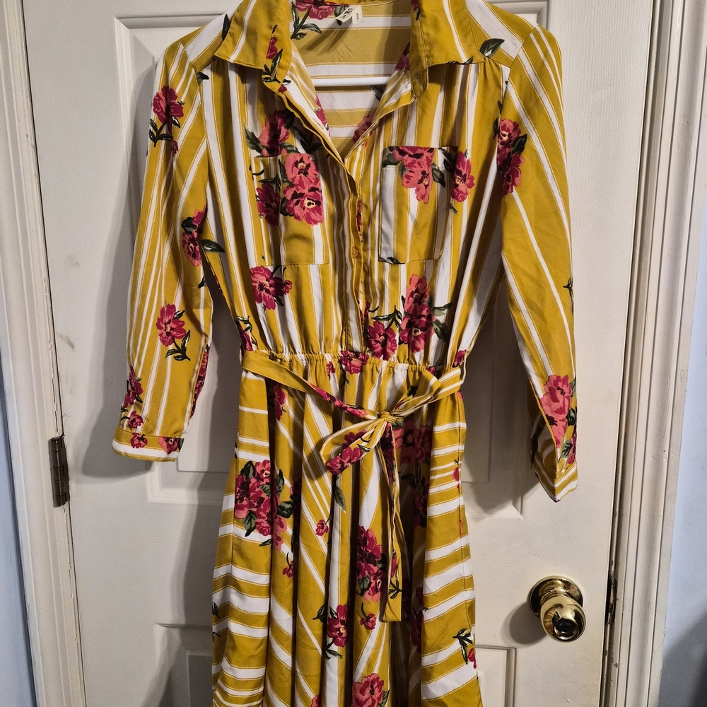 Live 4 Truth Yellow Floral Striped Dress